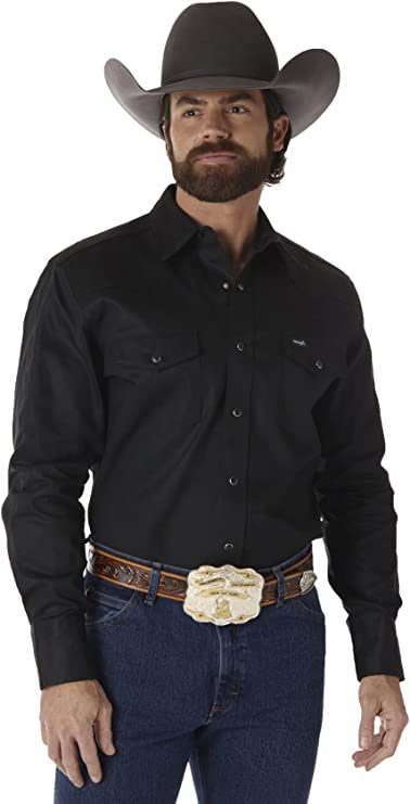 Photo 1 of [Size XL] Wrangler Men's Cowboy Cut Western Long Sleeve Snap Work Shirt Firm Finish- Black
