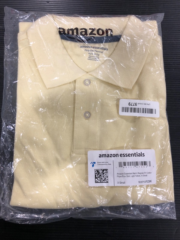 Photo 2 of Amazon Essentials Men's Regular-Fit Cotton Pique Polo Shirt X-Small Light Yellow