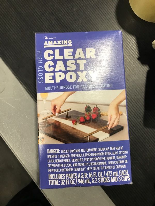 Photo 1 of Alumilite Amazing Clear Cast Plus [16 oz A+16 oz B(32 ounces) 2 Part Kit] UV Resistant Plastic Coating & Casting Epoxy Resin for Countertops, Cups, Tumblers & Crafts | High-Gloss Liquid Glass Finish