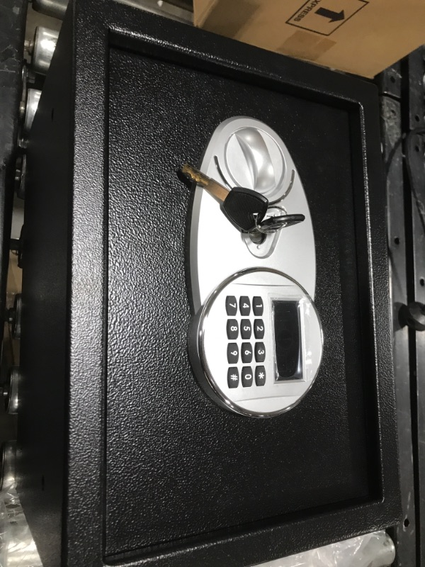 Photo 1 of Amazon Basics Steel Security Safe and Lock Box with Electronic Keypad - Secure Cash, Jewelry, ID Documents - 0.5 Cubic Feet, 13.8 x 9.8 x 9.8 Inches 0.5 Cubic Feet Keypad Lock