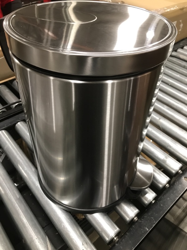 Photo 1 of Amazon Basics 20 Liter / 5.3 Gallon Round Soft-Close Trash Can with Foot Pedal - Stainless Steel 20L / 5.3 Gallon