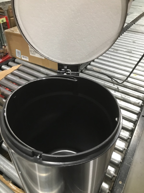Photo 1 of Amazon Basics 20 Liter / 5.3 Gallon Round Soft-Close Trash Can with Foot Pedal - Stainless Steel 20L / 5.3 Gallon