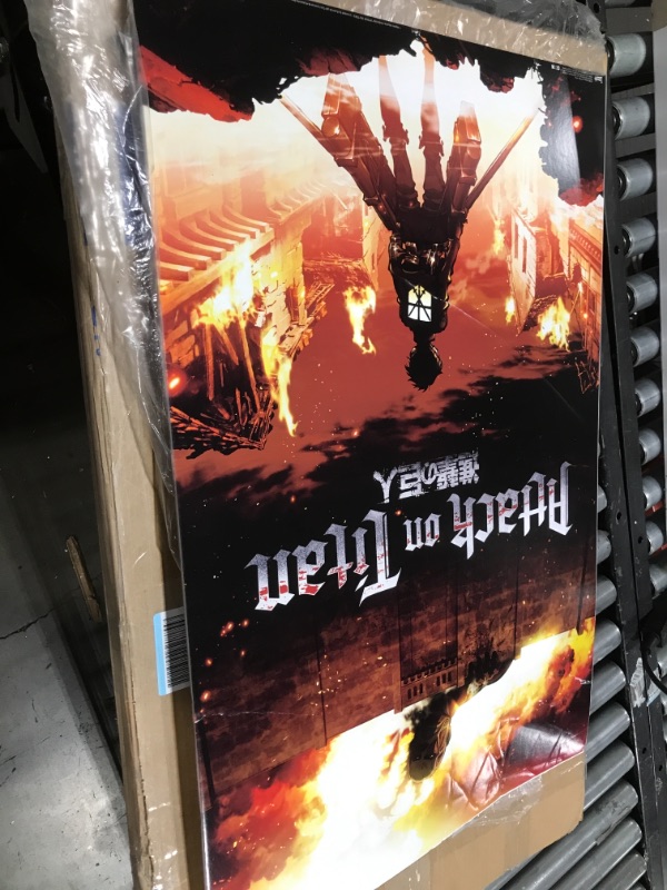Photo 1 of Trends International Attack on Titan - Fire Wall Poster, 22.375" x 34", Black Framed Version 22.375" x 34" Black Framed Version