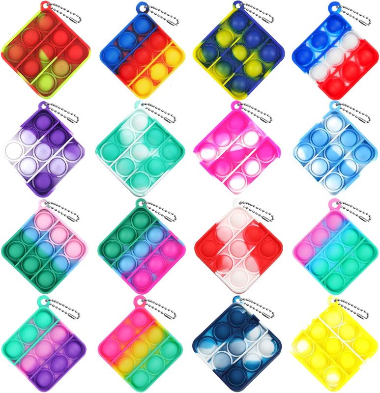 Photo 1 of 15 Pcs Mini pop Keychain Fidget Toys Stress Relief Hand Toys, Mini Pop Push it Fidget Toy Keychain for Kids Adults, Mini Pop Push it Bubble Fidget Sensory Toys