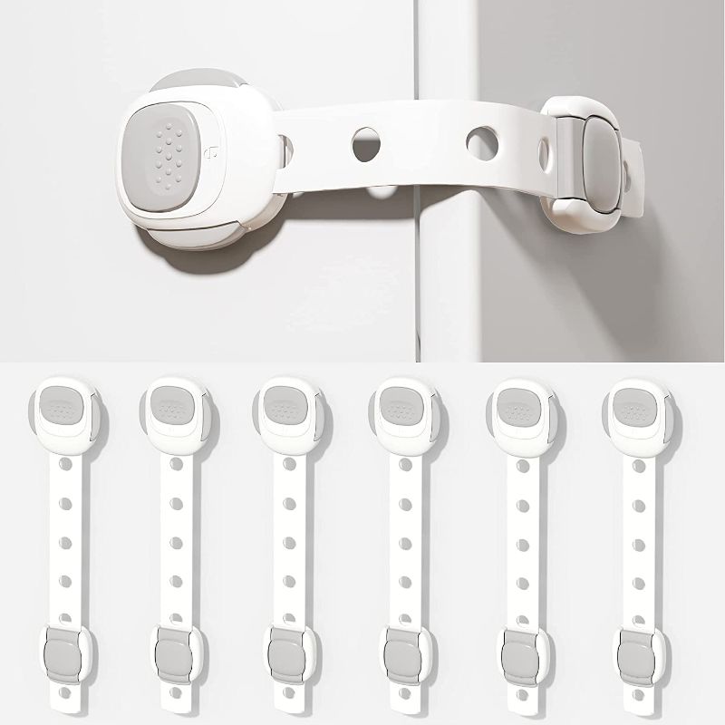 Photo 1 of Baby Proofing Cabinet Locks - Upgraded Child Proof Drawer Locks with Double Safety Lock Latches and Ajustable Strap Length, 3pcs.