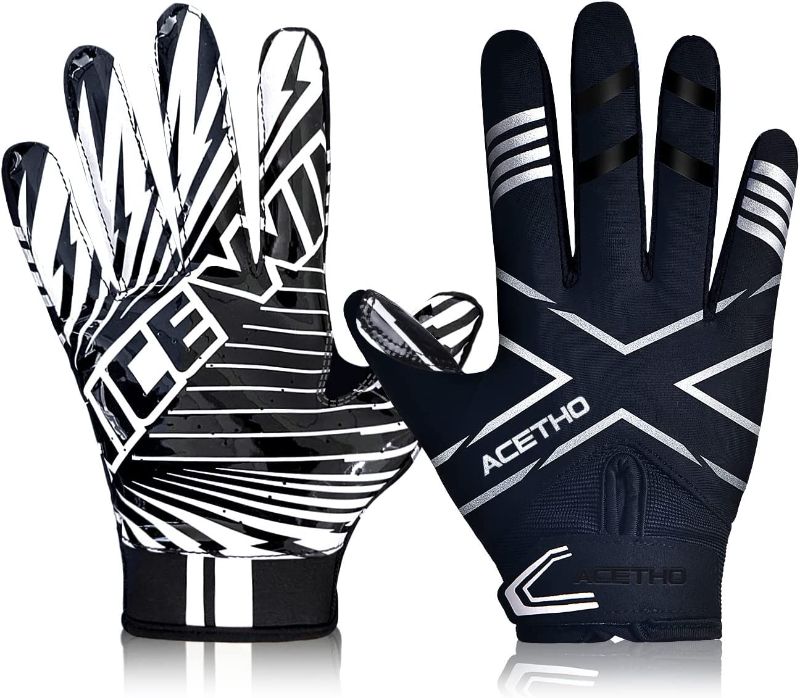 Photo 1 of ACETHO Football Gloves Adult Youth Football Receiver Gloves, Silicone Super Sticky Football Gloves and High Grip Football Gloves for Kids Men and Women