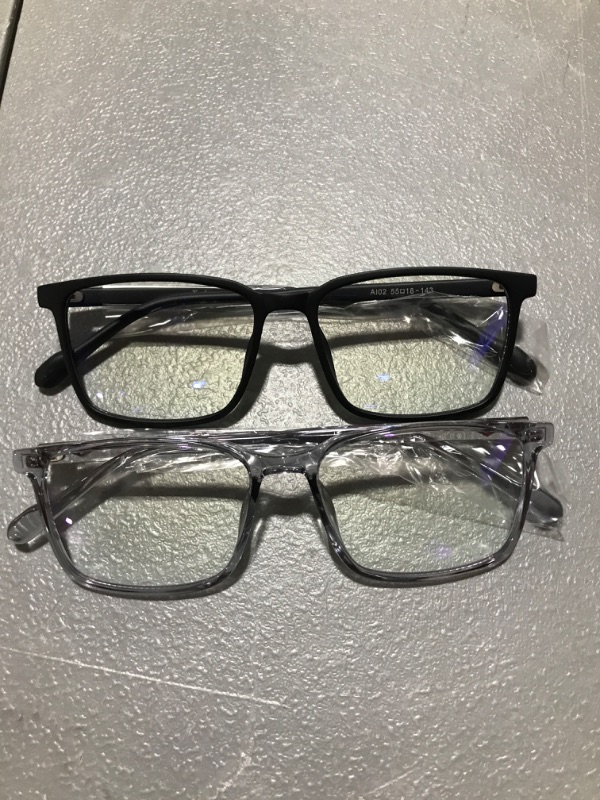 Photo 2 of Tanlys 2 Pack Blue Light Blocking Glasses for Computer Eye Strain [Dry Eye & Sour Eye], Anti UV Reduce Headache Clear Black