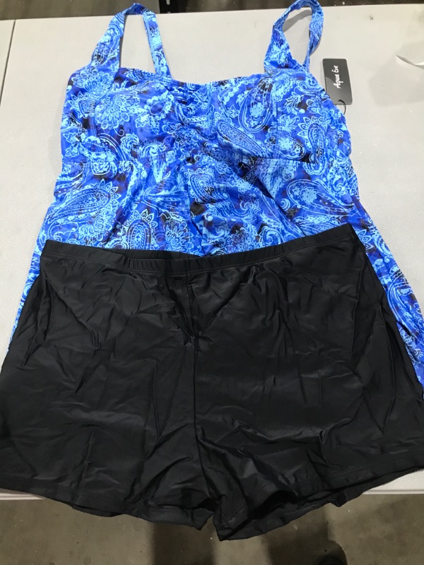 Photo 2 of Aqua Eve Women Plus Size Tankini Swimsuit Two Piece Flowy Swimdress Bathing Suits with Shorts, size 20W.