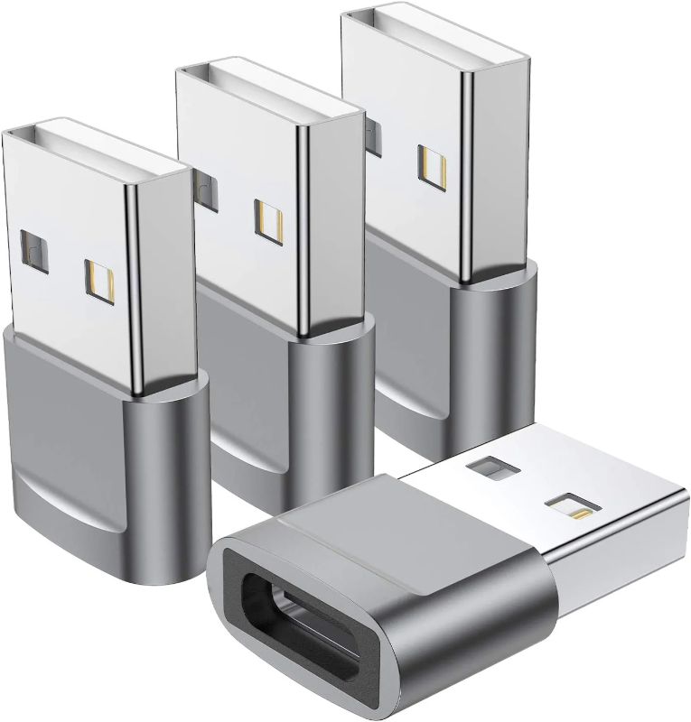 Photo 1 of USB C Female to USB Male Adapter (4-Pack),Type C to USB A Charger Converter for iPhone 14 Plus 13 12 11 Pro Max,Samsung Galaxy S22 S21 S20 Ultra,Apple iWatch Watch Series 7 8 SE,AirPods iPad Air 4 5
