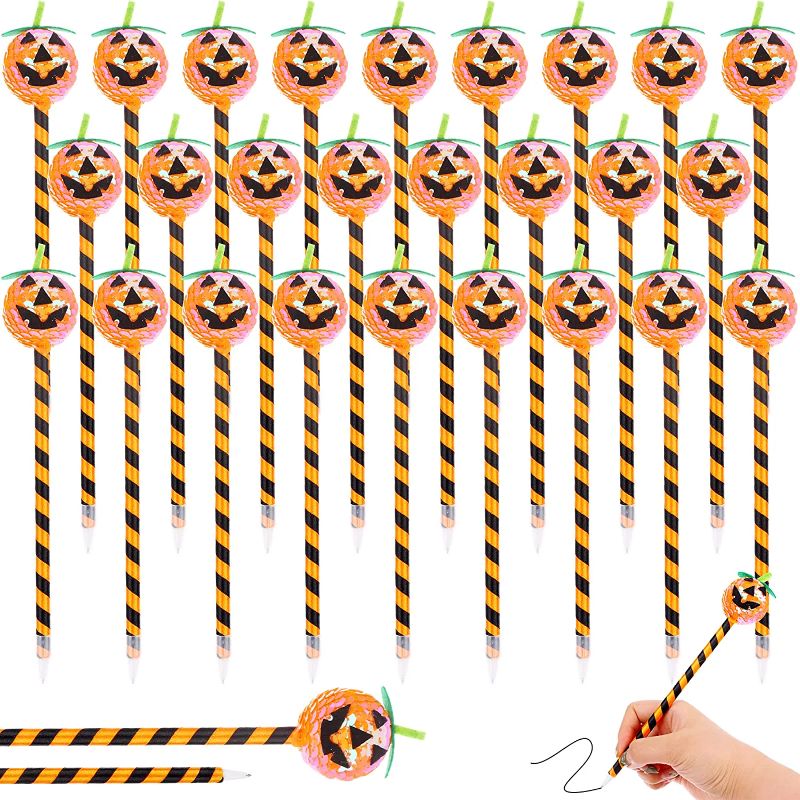 Photo 1 of 30 Pieces Halloween Pens Cute Pumpkin Rollerball Pen Novelty Ballpoint Pen 0.7 mm Pumpkin Writing Pen for Halloween Present Party Favors School Office Supplies
