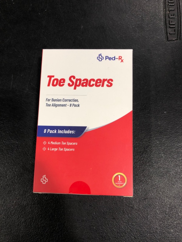 Photo 2 of [8 Pack ] Ped-Rx Silicone Gel Toe Separators Spacers - to Correct Bunions, Hallux Valgus, Straighten Overlapping Toes, Realign Crooked Toes, Hammer Toe (4 Bigger, 4 Smaller)
