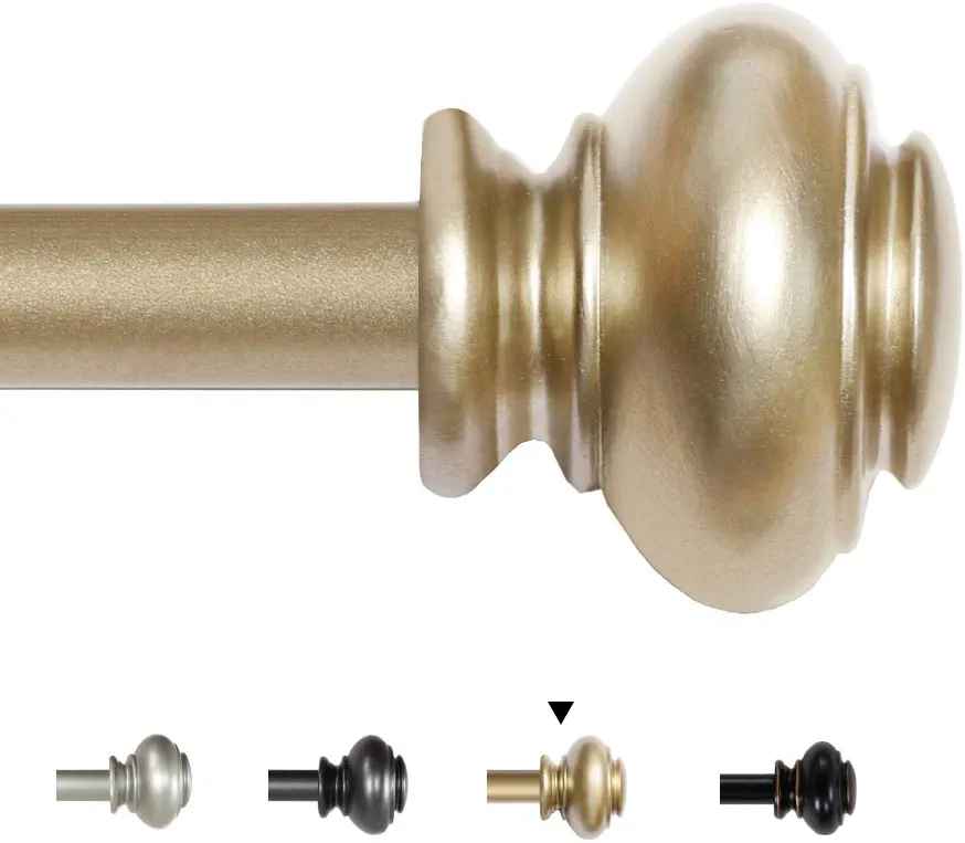 Photo 1 of H.VERSAILTEX Window Curtain Rods for Windows 28 to 48 Inches Adjustable Decorative 3/4 Inch Diameter Single Window Curtain Rod Set with Classic Finials, Champagne Gold Finishing
