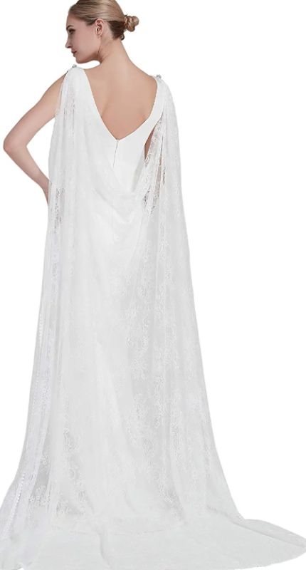 Photo 1 of Bridal Wedding Shoulder Capes Wedding Bridal Veil Cathedral Length Lace Veil Ivory S116
