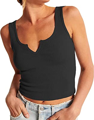 Photo 1 of Artfish Women's Scoop Neck Sleeveless Knit Ribbed Fitted Casual Crop Tank Top
SMALL 