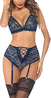 Photo 1 of Avidlove Women Lingerie Set with Garter Belts High Waisted Lace Teddy Strap Bodysuit Babydoll
XL 