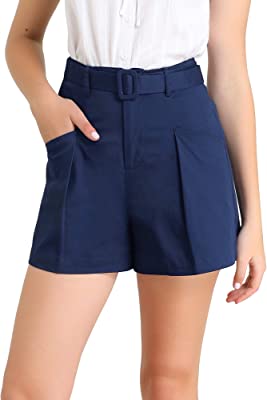 Photo 1 of Allegra K Women's Summer Belted Cotton Work Office High Waist Shorts with Pockets
LARGE 