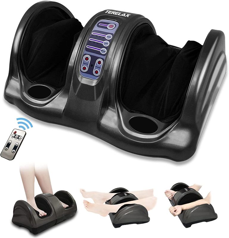 Photo 1 of ** FOR PARTS ONLY ** TERELAX Foot Massager Machine Shiatsu Foot and Calf Massager Plantar Nerve Pain Electric Deep Kneading Rolling Massage for Foot Leg Calf Arm Ankle w/Remote Gray --- DOES NOT POWER ON 
