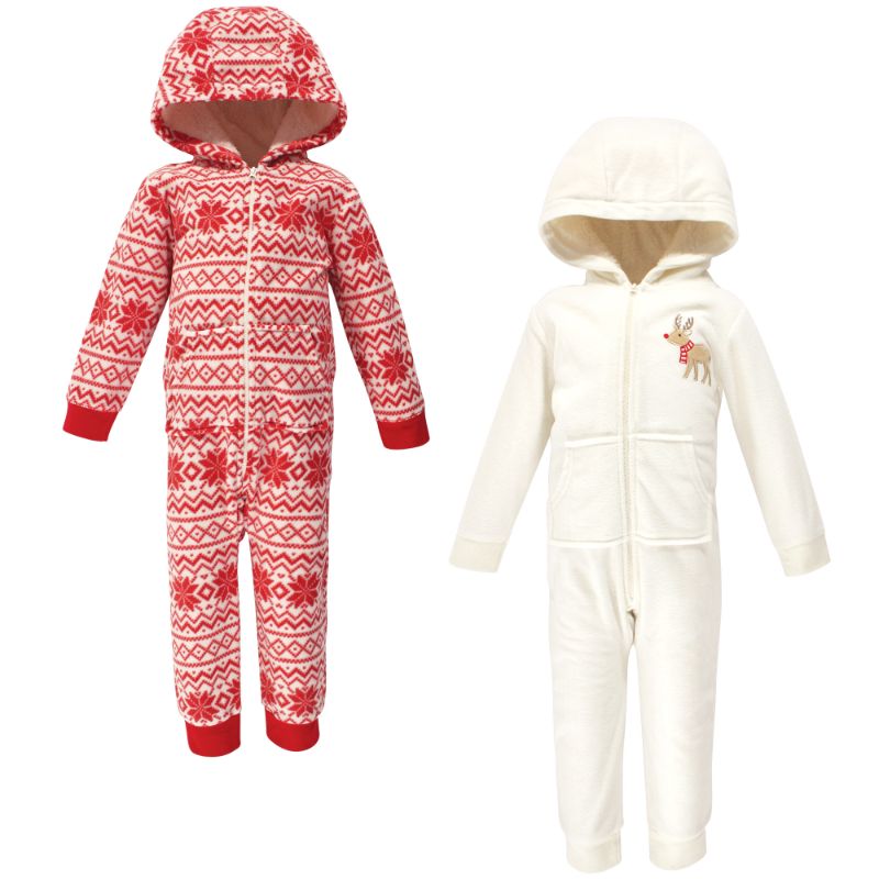 Photo 1 of Hudson Baby Toddler Fleece Jumpsuits Coveralls and Playsuits 2pk Reindeer 4 Toddler
