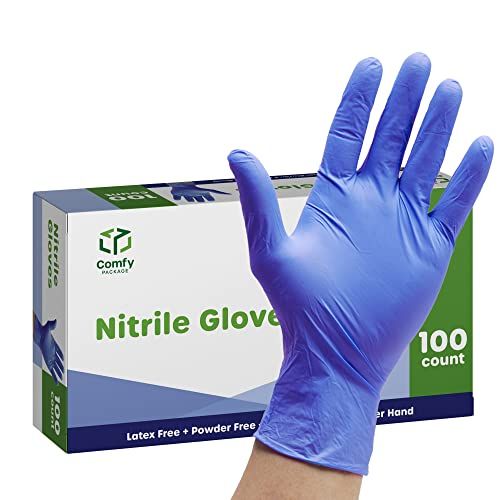 Photo 1 of [100 Count - Large] Nitrile Disposable Plastic Gloves - 4 Mil. | Latex Free and Rubber Free | Non-Sterile Powder Free Gloves
SIZE L 
