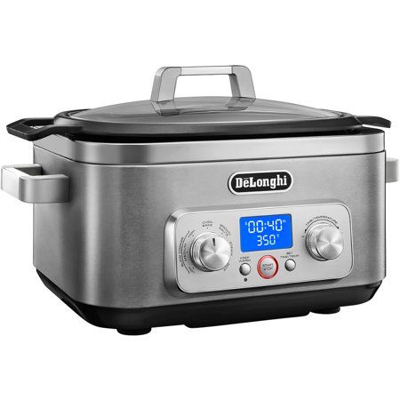 Photo 1 of De'Longhi Livenza 7-in-1 Multi-Cooker Programmable SlowCooker, Bake, Brown, Saute, Rice, Steamer & Warmer, Easy to Use and Clean, Nonstick Dishwasher Safe Pot, (6-Quart), Stainless Steel
