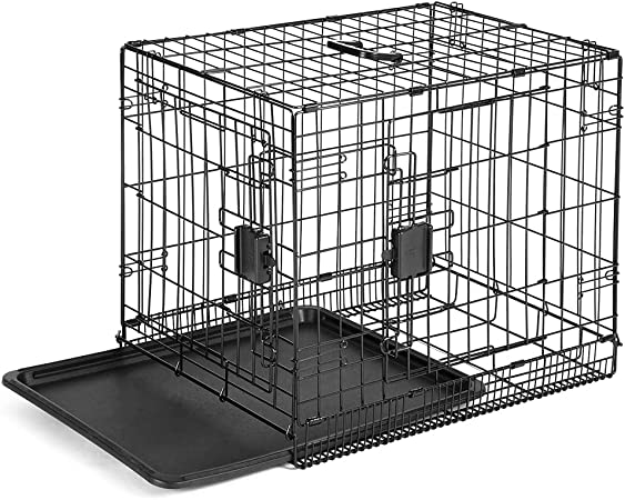 Photo 1 of Amazon Basics Foldable Metal Wire Dog Crate with Tray, Double Door, 24 Inch