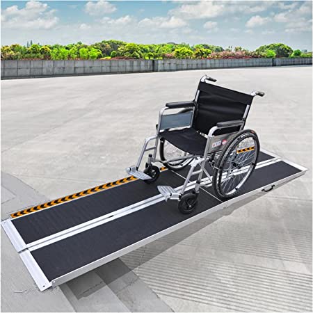 Photo 1 of 8FT Wheelchair Ramp 96''Lx31.3''W FACHNUO TOOL Non-Skid Aluminum Ramp with Handle Handicap Ramps Portable Mobility Scooter Ramps for Home, Steps, Stairs, Entry, Threshold, Doorways, Vans
