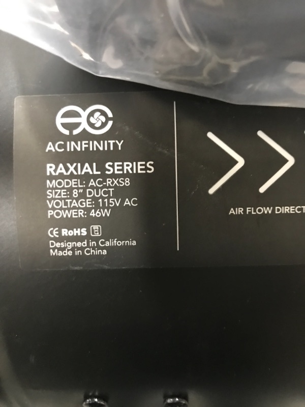 Photo 3 of AC Infinity RAXIAL S8, Inline Booster Duct Fan 8” with Speed Controller - Low Noise Inline HVAC Blower Can Fan for Basements, Bathrooms, Kitchens, Workshops