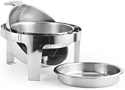 Photo 1 of 6 Quart Stainless Steel Chafing Dish Round Chafer Roll Top Chafer