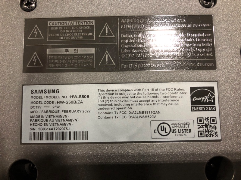 Photo 4 of SAMSUNG HW-S50B/ZA 3.0ch All-in-One Soundbar w/Dolby 5.1, DTS Virtual:X, Q Symphony, Built in Center Speaker, Adaptive Sound Lite, Bluetooth Multi Connection, 2022 Black HW-S50B Soundbar