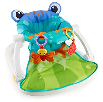 Photo 1 of Fisher-Price Portable Baby Chair, Sit-Me-Up Floor Seat with Teething Toy and Crinkle Toy Butterfly, Froggy Seat Pad