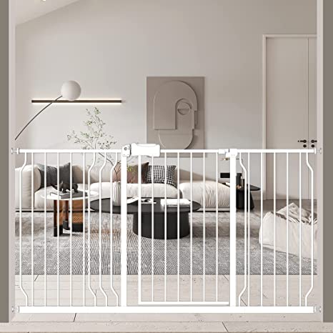 Photo 1 of Extra Wide Baby Gate with Door - Walk Through Large Long Child Gates for Stair Doorway - Indoor Outdoor Safty Gate for Toddler Pet Dog Doggie 57.4-62.2 Inch Wide