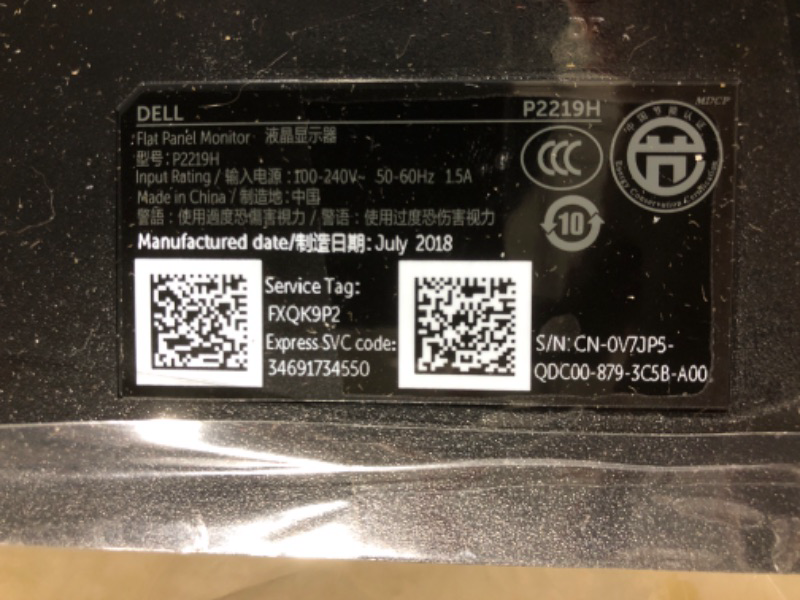 Photo 1 of Dell P Series 21.5" Screen LED-Lit Monitor Black (P2219H)
