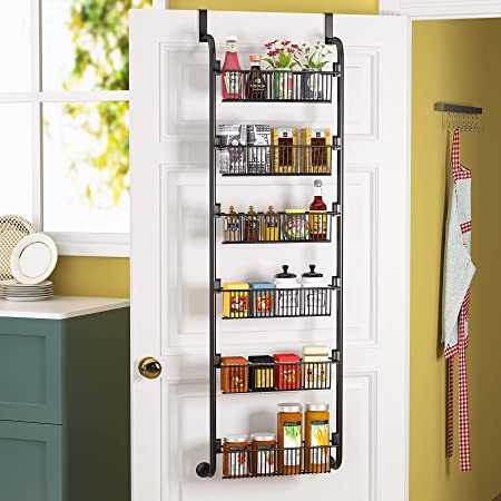 Photo 1 of 1Easylife 6-Tier Over the Door Pantry Organizer, Heavy-Duty Metal Pantry Door Organizer with 6 Baskets, Hanging Storage Door Organization Kitchen Spice Rack (6x4.72"Width Baskets, Black)