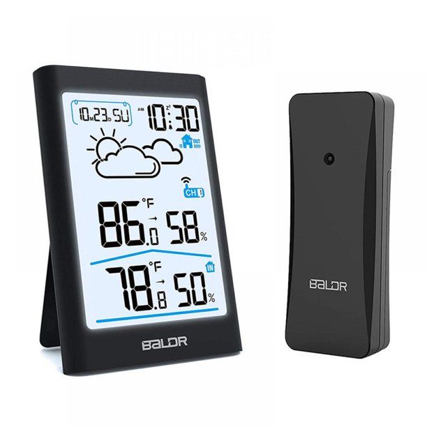 Photo 1 of Wireless Weather Station, Digital Indoor Outdoor Thermometer Hygrometer with External Sensor, Color LCD, Display Backlight for Weather Monitoring, Forecast And Alarm Clock Black **Batteries needed*
