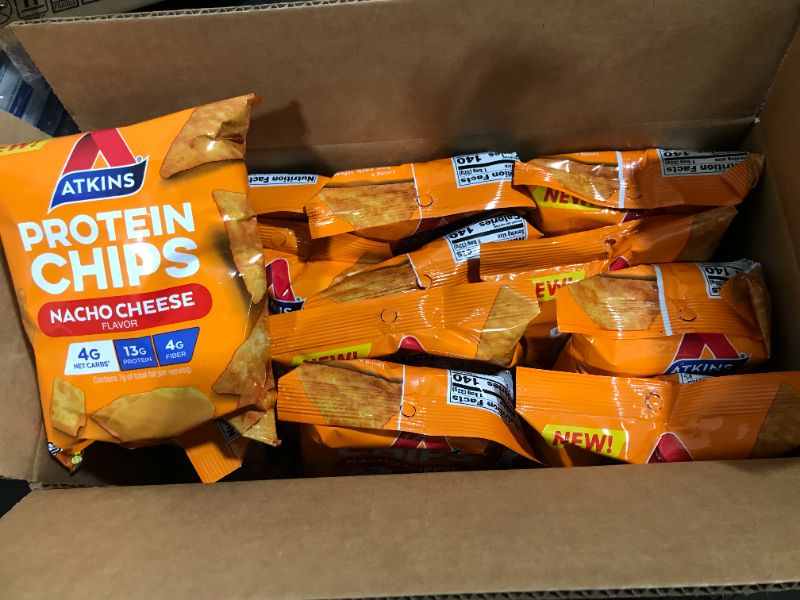 Photo 2 of 12-Pack Atkins Protein Chips, Nacho Cheese, Keto Friendly, Baked Not Fried 1.1oz *EXPIRED!!**BEST BY:11/04/2022**
