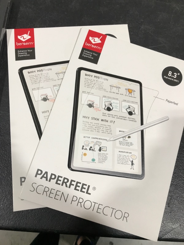 Photo 3 of 2- BERSEM [3 Pack] Paperfeel Screen Protector Compatible with iPad Mini 6 (8.3 inch) 2021 Anti Glare for iPad Mini 6th Generation Drawing Bubble Free High Touch Sensitivity Case Friendly