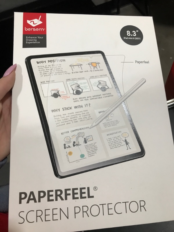 Photo 1 of 2- BERSEM [3 Pack] Paperfeel Screen Protector Compatible with iPad Mini 6 (8.3 inch) 2021 Anti Glare for iPad Mini 6th Generation Drawing Bubble Free High Touch Sensitivity Case Friendly
