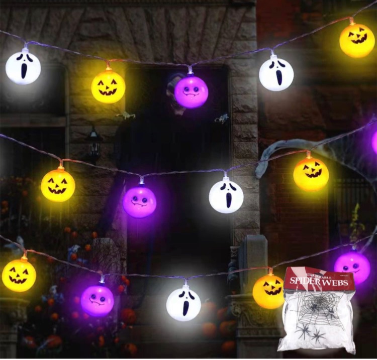 Photo 1 of Samgin 19.69 FT Halloween String Lights with 40 Lights Bulbs, LED Lights with Devil Eyes Scary Skeletons Pumpkin Lights, Holiday Lights for Indoor Outdoor Decor Bedroom Camper Decor Party