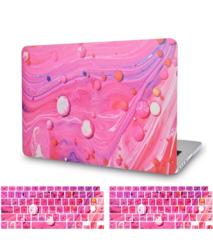 Photo 1 of LASSDOO Compatible with MacBook Air 13 inch Case 2022,2021,2020,2019,2018 Release A2337 M1 A2179 A1932 Retina Display + Touch ID Plastic Hard Shell + 2Keyboard Cover (Pink Quicksand)