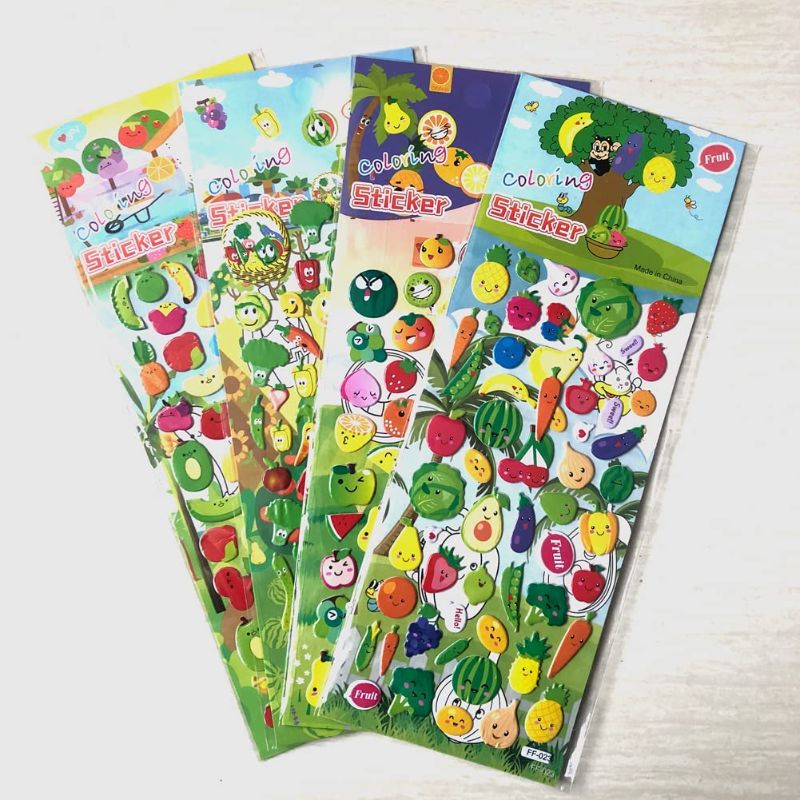 Photo 1 of 4 Sheets Cute 3D Puffy Stickers for Kids Birthday Gift, Teachers, Toddlers?DIY Decorative Adhesive Sticker Craft Scrapbooking Sticker Set for Diary, Album ?Fruits?