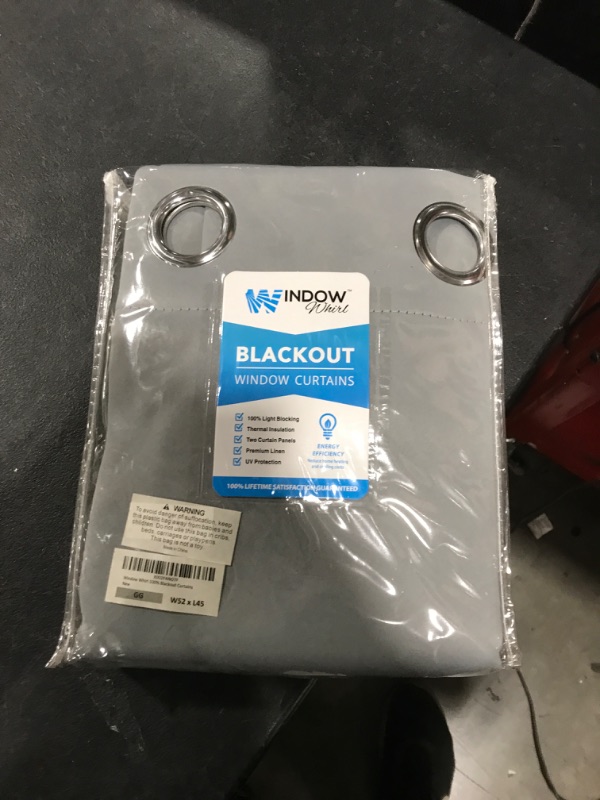 Photo 2 of 100% Blackout Window Curtains: Room Darkening Thermal Window Treatment with Light Blocking Black Liner for Bedroom, Nursery and Day Sleep - 2 Pack of Drapes, Glacier Gray (45” Drop x 52” Wide Each) Glacier Gray W52 x L45