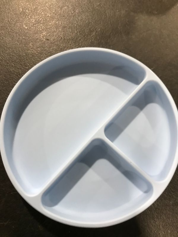 Photo 2 of Blissbee Toddler Suction Plates, Silicone Divided Plate BPA Free Microwave Dishwasher Safe Feeding Bowls for Baby?Blue 1 piece? Blue (Piece of one)