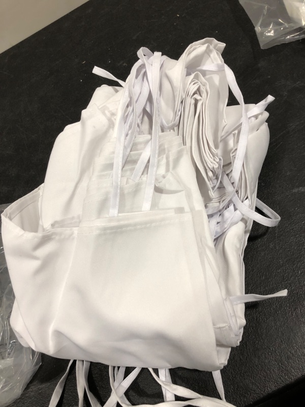 Photo 1 of 12 Pack Plain Bib Aprons with 2 Pockets - White Unisex Commercial Apron Bulk for Kitchen Cooking Restaurant BBQ Painting Crafting