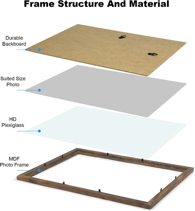 Photo 3 of A4 Certificate Frame Set, Set of 10 Wood Picture Frame with High Definition Plexiglass, Rustic A4 Photo Frame Suitable for Wall-Mounted Composite Wood Picture Frames