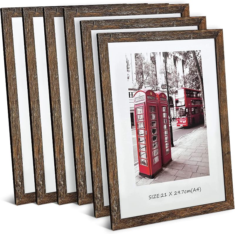 Photo 2 of A4 Certificate Frame Set, Set of 10 Wood Picture Frame with High Definition Plexiglass, Rustic A4 Photo Frame Suitable for Wall-Mounted Composite Wood Picture Frames