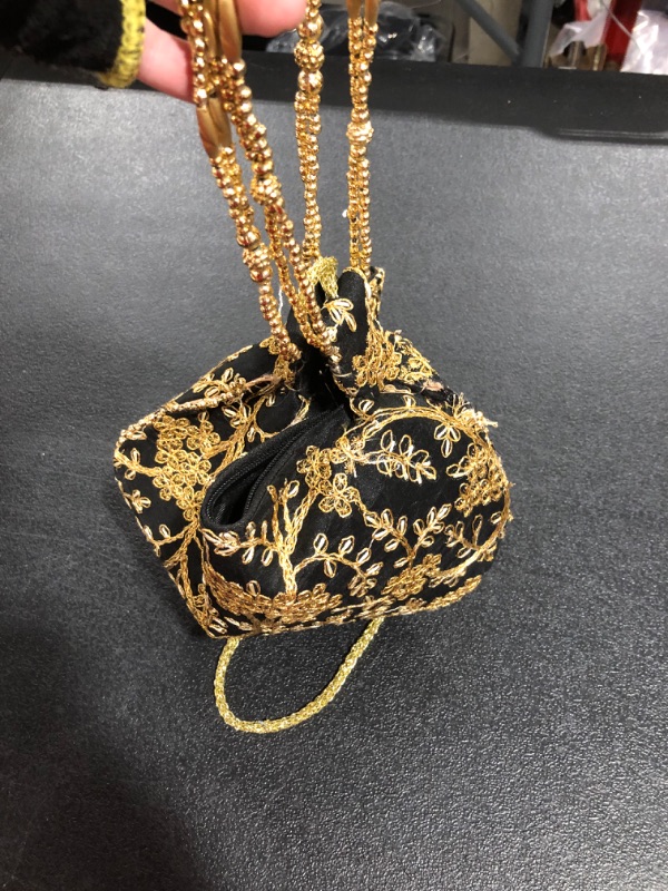 Photo 2 of Black floral gold beaded purse
