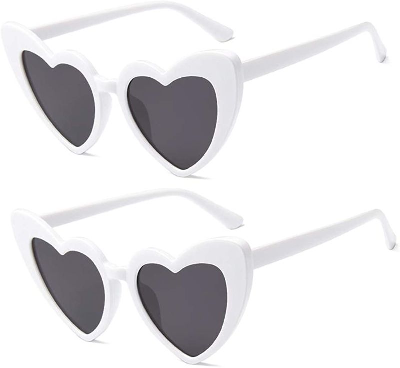 Photo 1 of JUSLINK Heart Shaped Sunglasses for Women,Vintage Cat Eye Mod Style Retro Kurt Cobain Glasses 