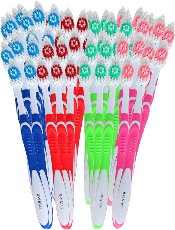 Photo 1 of 148 Individually Packaged Quality Large Head Medium Bristle Disposable Bulk Toothbrushes - Multi Color Pack - Convenient & Affordable - for Travel, Hotels, Airbnb, Relief Missions, Donations & More
