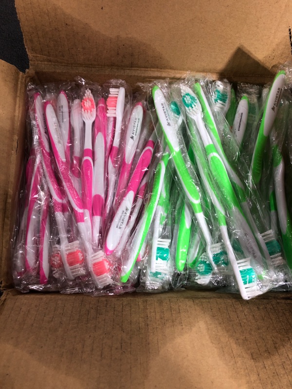 Photo 2 of 148 Individually Packaged Quality Large Head Medium Bristle Disposable Bulk Toothbrushes - Multi Color Pack - Convenient & Affordable - for Travel, Hotels, Airbnb, Relief Missions, Donations & More