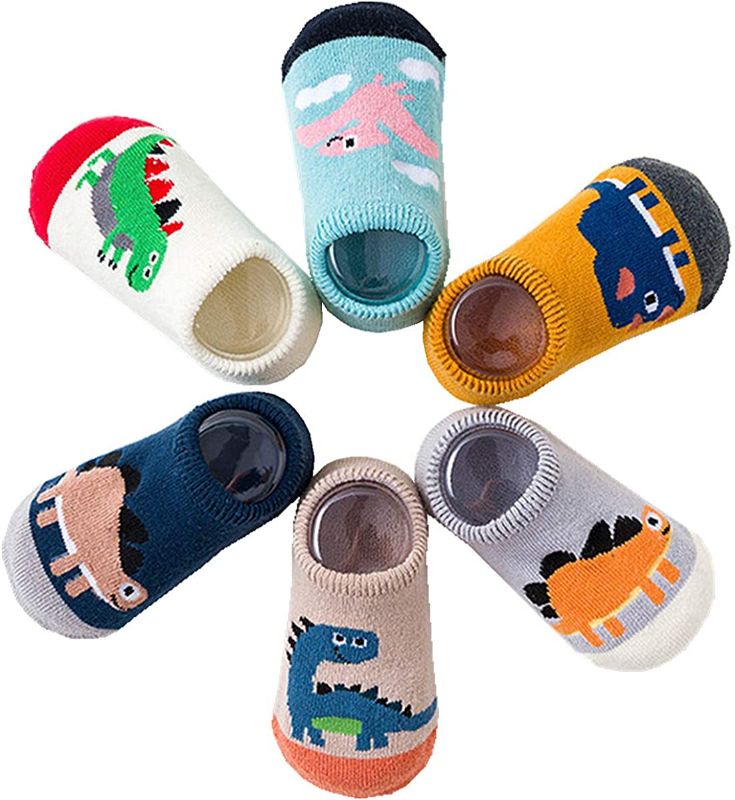 Photo 1 of Baby Socks for Girls and Boys - Toddler Animal No Show Non Slip/Anti Skid Slippers 6 Pairs 0-3 Years 